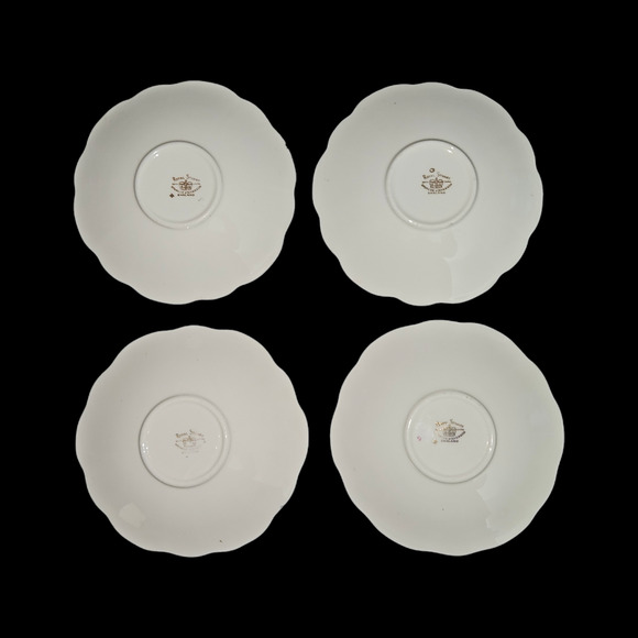 Royal Stuart Spencer Stevenson England Rose Floral Bone China Saucers Set of 4 - Picture 3 of 4